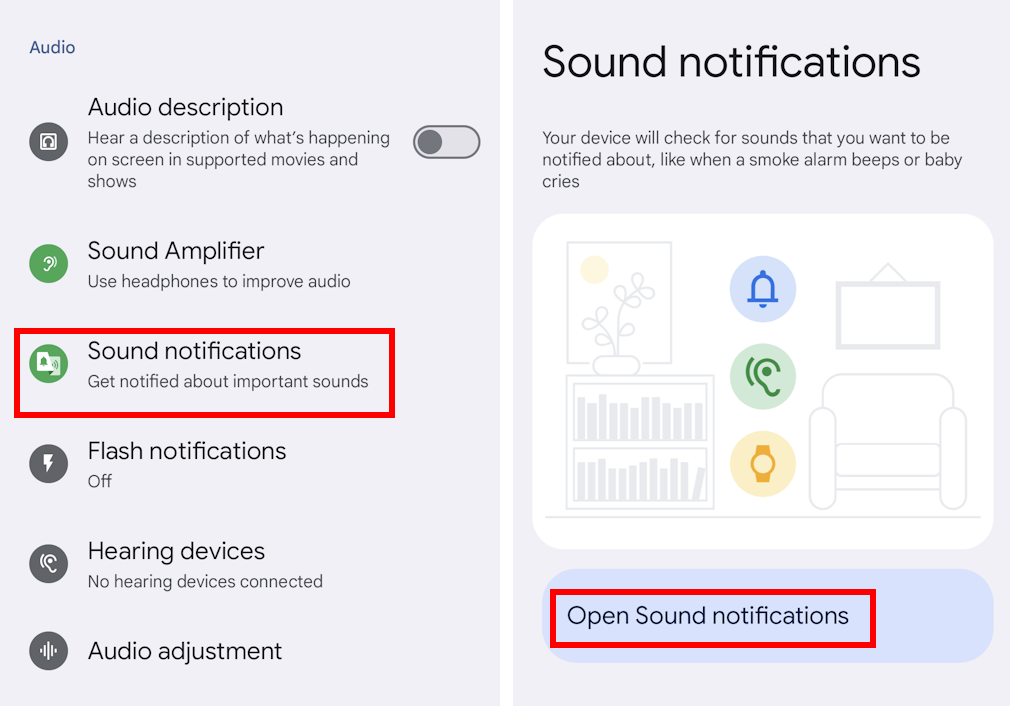 Tap Sound notifications then Open sound notifications